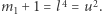  4 2 m1 +1 = l = u . 