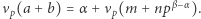 |νp(a+ b) = α +νp(m + np β−α). 