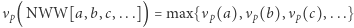 νp( NWW[a, b,c,...]) = max{ νp(a),νp(b),ν p(c),...} 