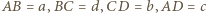|AB = a, BC = d,CD = b, AD 