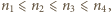 n1⩽ n2 ⩽ n3⩽ n4,