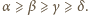 α ⩾ β⩾ γ ⩾ δ. 