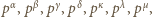 p α,p β,pγ,pδ,pκ,pλ,pµ, 