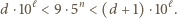 d ⋅10ℓ< 9 ⋅5n < (d +1) ⋅10ℓ. 
