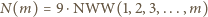 (m)=9⋅NWW(1,2,3,...,m) N 