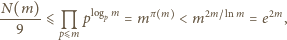 (m)πm<m2m~lnm=e2m, N-----⩽ M plogpm = m 9 pDm 