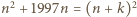 n2 + 1997n = (n + k)2 