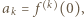  k |ak = f (0), 