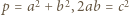  2 2 2 |p = a +b ,2ab = c 