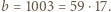 |b = 1003 = 59 ⋅17.