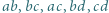 |ab,bc,ac,bd, cd