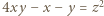 |4xy − x− y = z2 