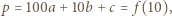 |p = 100a + 10b + c = f (10),