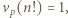 νp(n!) = 1,