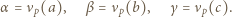 α= νp(a), β =νp(b), γ =νp(c). 