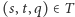 (s,t,q) ∈T