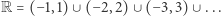 |R = (−1,1)∪ (−2,2) ∪(− 3,3)∪ ...
