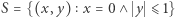 |S = {(x, y) x = 0 ∧ y ⩽ 1} 