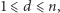 1⩽ d ⩽ n, 