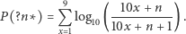  9 -10x-+-n-- P (?n ∗) =Q log10 (10x +n + 1). x 1 