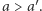 |a > a′.