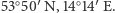53○50′N, 14○14 ′E. 