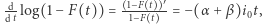  1− F t |ddt log(1− F(t)) =-1− F-t --= −(α + β)i0t, 